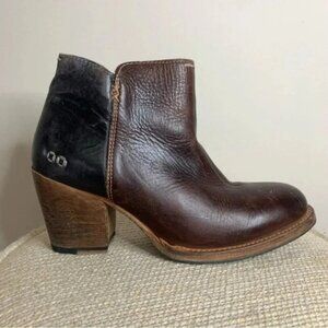 Bed Stu Yell Ankle Boots Leather Stacked Heel Side Zip Booties Vibram 7